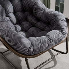 Outdoor Rattan Rocking Chair Padded Cushion Patio Garden Recliner