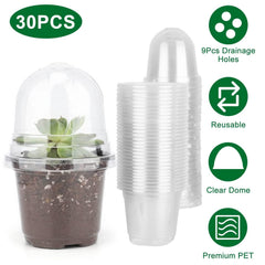 30 Piece Plant Nursery Pots Seed Starting Containers With Dome