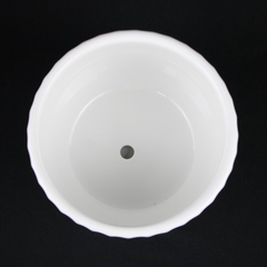 3-Piece White Ceramic Planter Pot Set with Vertical Fluted Design & Matching Saucers