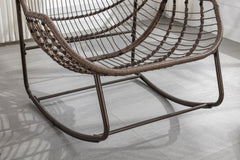 Outdoor Rattan Rocking Chair Padded Cushion Patio Garden Recliner