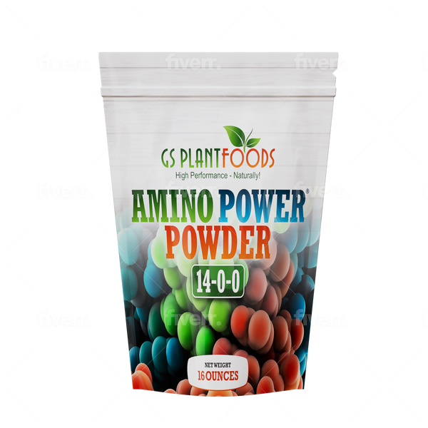 Amino Power Powder Nitrogen Fertilizer 16 oz - Plant-Based 100% Water Soluble High Nitrogen Source - 18 L-Amino Acids Chelating Agent for Foliar Spray, Turf, Vegetables, Fruits & Indoor Plants