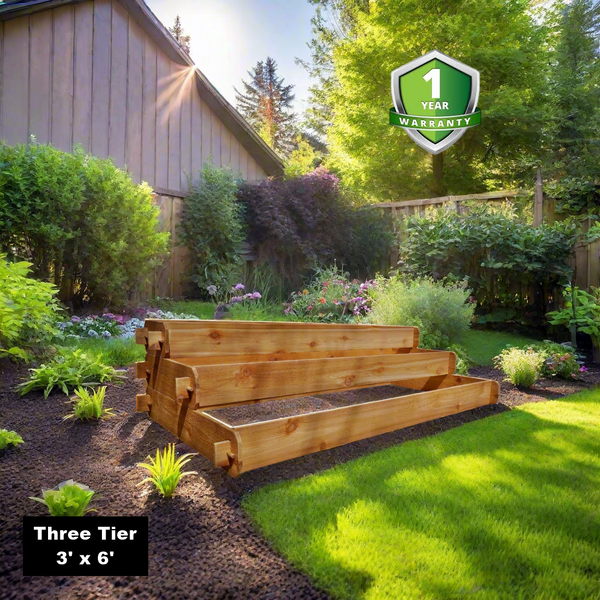 Large 3 Tier Raised Garden Bed Cedar Elevated Planter