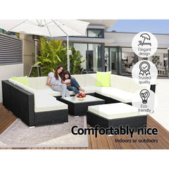 10PC Outdoor Furniture Sofa Set Wicker Garden Patio Lounge