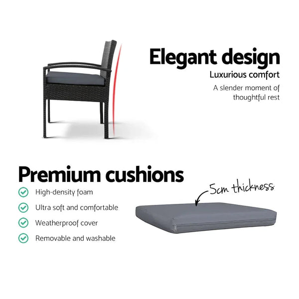 Outdoor Furniture Dining Chairs Wicker Garden Patio Cushion