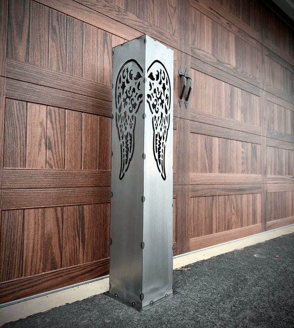 Angel Wing Solar Luminary Pillar - Steel