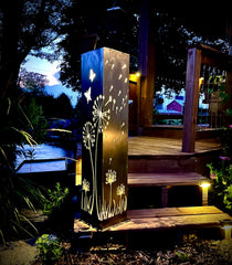 Blowing Dandelions Steel Luminary Pillar | Solar Light