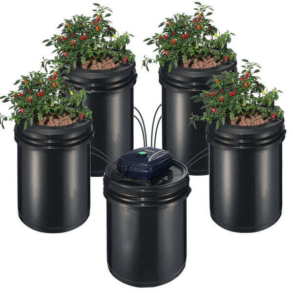 Hydroponics System Recirculating Deep Water Culture 4 Buckets 5 Gal