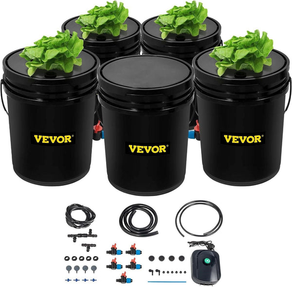 Hydroponic Deep Water Culture System 5 Bucket 5 Gallon Kit