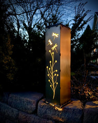 Dragonfly Branch Solar Luminary Pillar - Steel