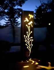 Dragonfly Branch Solar Luminary Pillar - Steel