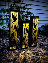 Evening Aviary Luminary Pillars w/ Solar Cap