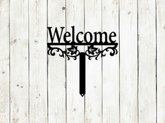 Welcome Yard Stake Metal Sign | Outdoor Garden Entry Decor