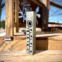 Sunflowers Under the Stars Luminary Pillars w/ Solar Cap